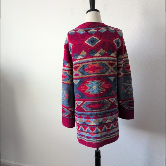 Coldwater Creek Cotton Tribal Blanket Southwestern Cardigan Sweater Womens Small - Picture 8 of 13